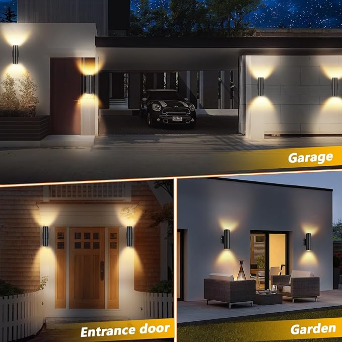 RIDALUX Outdoor Wall Sconce Porch Lights: 8 Pack Modern Aluminum Cylinder Up - Image 7