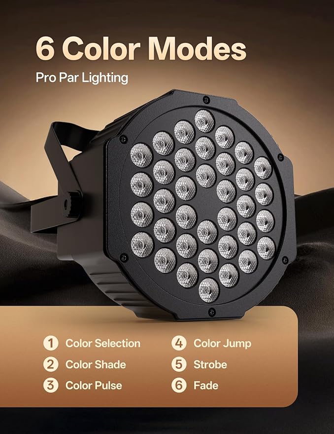 36 LED Stage Lights 7 Modes RGB DJ Par Lights - Image 3
