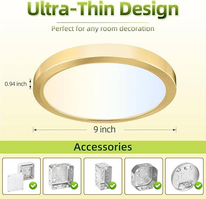 hykolity 2 Pack 9 Inch Selectable CCT LED Round Flat Panel Light, 18W 1800LM - Image 5