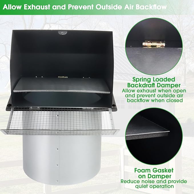 5 inch dryer Vent Cover Exterior Wall Vent Hood Outlet Airflow Vent Dryer - Image 4
