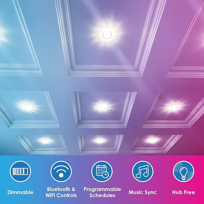 CLEANLIFE 2-Pack Smart LED Recessed Lighting Retrofit Downlight RGB + Tunable - Image 4