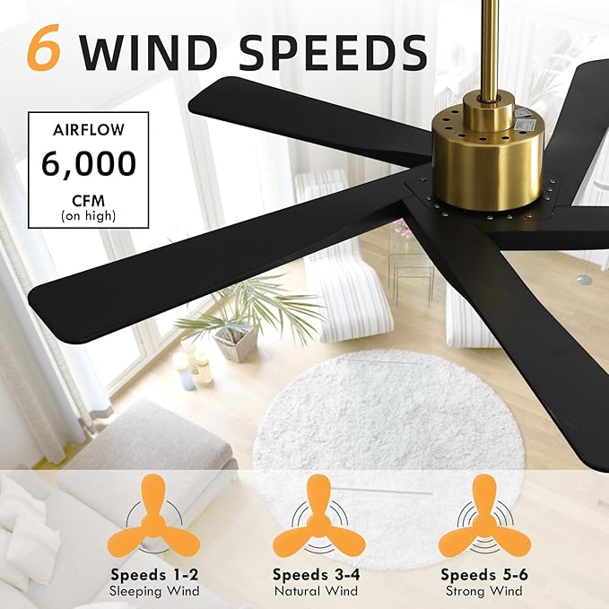 WINGBO 54" ABS DC Ceiling Fan No Light, 5 Blade ABS Plastic Ceiling Fan - Image 7