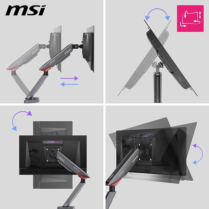 MSI MPG MT161R - Premium RGB Single Monitor Stand Arm, Supports 17-45" Screens - Image 5