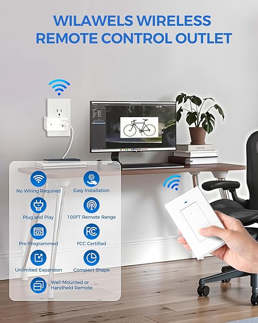 Remote Control Outlet Wireless Light Switch, Expandable and Removable Remote - Image 9