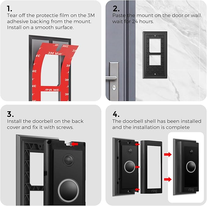 No-Drill Adhesive Mount Ring Video Doorbell Wired 5AT3T5 Apartment Rental - Image 6