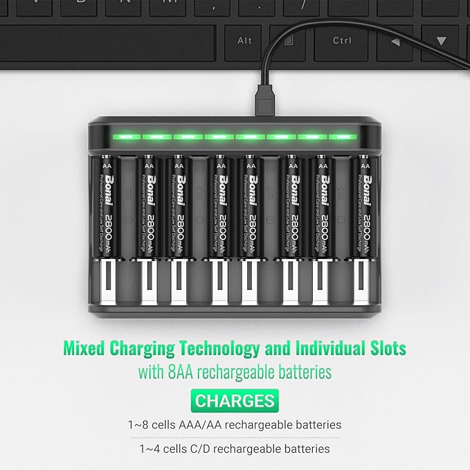 BONAI AA Rechargeable Batteries 2800mAh 8pack - Image 2