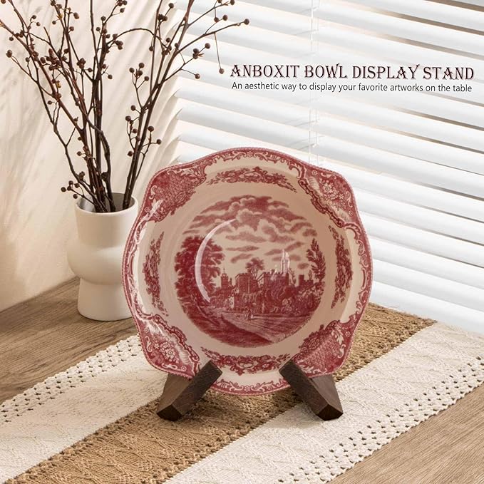 ANBOXIT Bowl Stands for Display, 3 Pack 4.5 Inch Plate Holder, Wooden Easel - Image 2