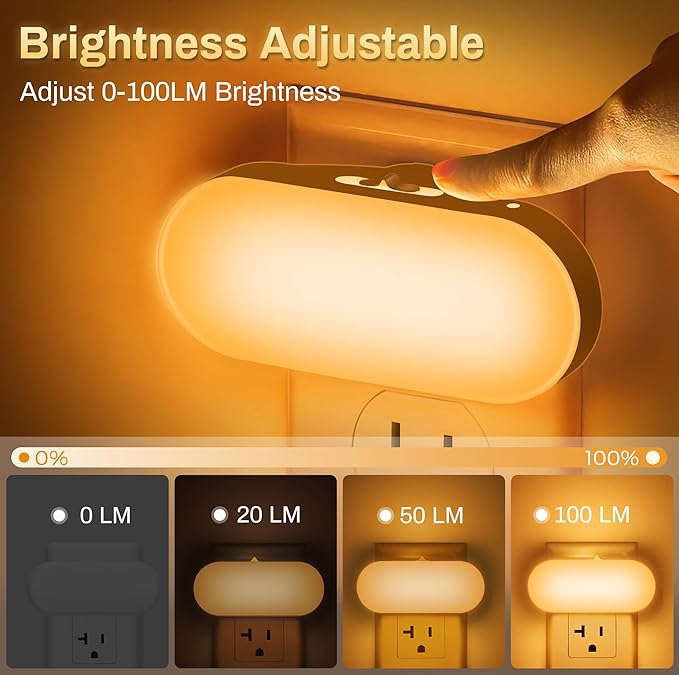 DORESshop Amber Night Light, Auto On/Off, 0-100 LM Adjustable Brightness - Image 3