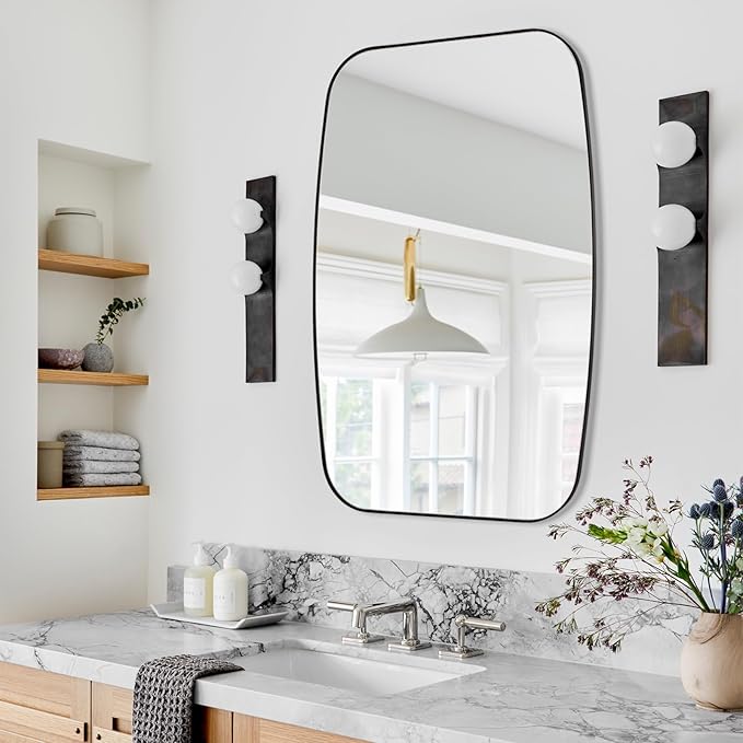 Black Oval Mirror, Oblong Bathrrom Mirror Modern Anti Rust - Image 5