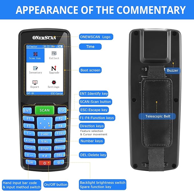 Inventory Scanner, Wireless Barcode Scanner Portable 1D Handheld Bar Code - Image 3