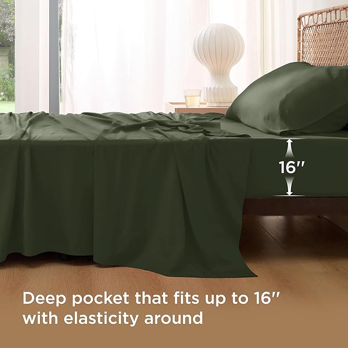 Bedsure Cooling Sheets Twin, Rayon Derived from Bamboo, Breathable & Soft Twin - Image 3