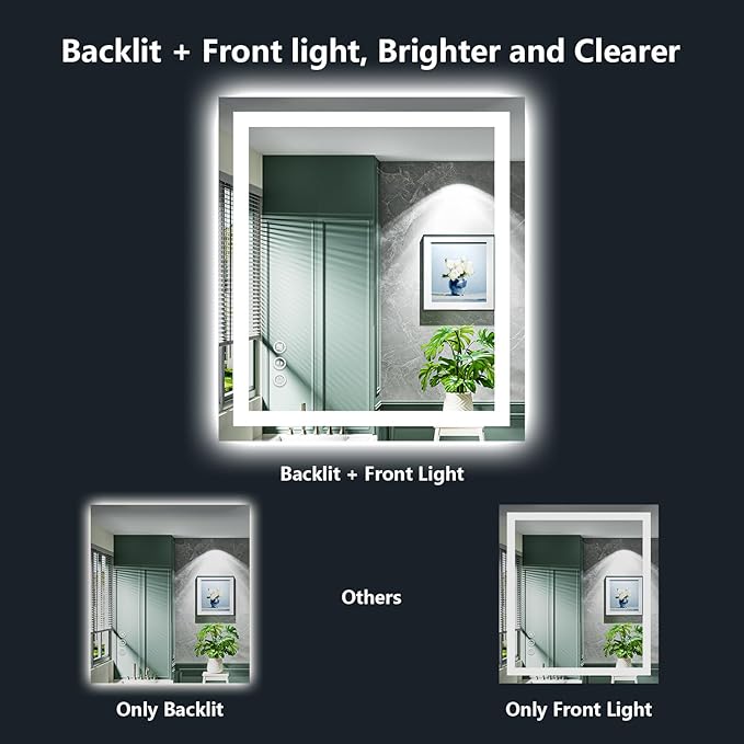 YEELAIT 28x32 Inch LED Bathroom Mirror - Image 3