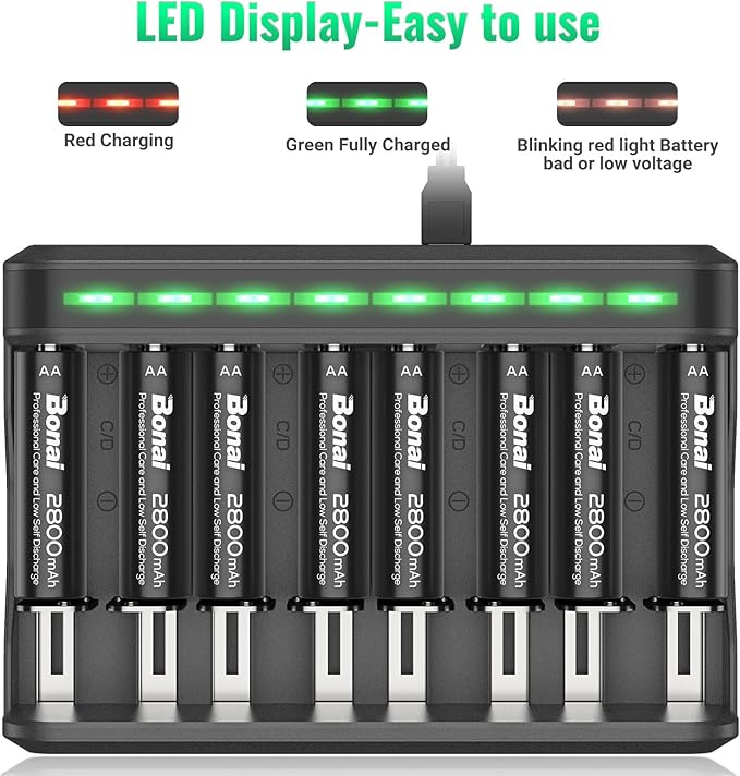 BONAI AA Rechargeable Batteries 2800mAh 8pack - Image 6