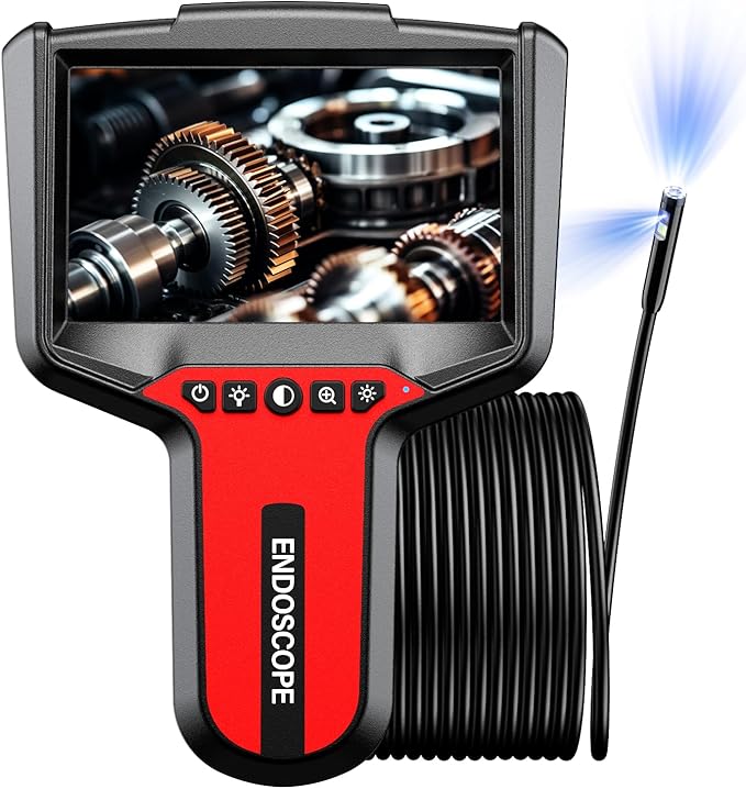 Endoscope Camera with Light: 5" Dual-Lens Inspection Borescope Camera by TGJOR