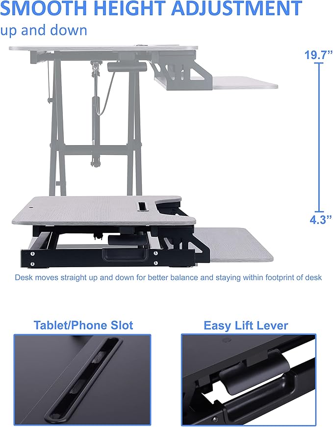 Rocelco Standing Desk Converter 31.5 Inch Sit Stand Up Dual Monitor Tabletop - Image 2