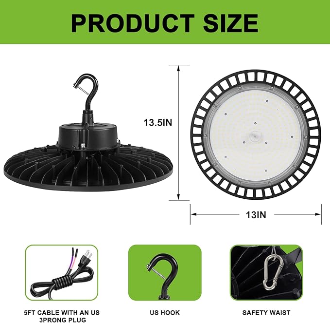 High Bay Led Shop Lights 200W 1-10V Dimmable UFO LED High Bay Light 200W 5000K - Image 7