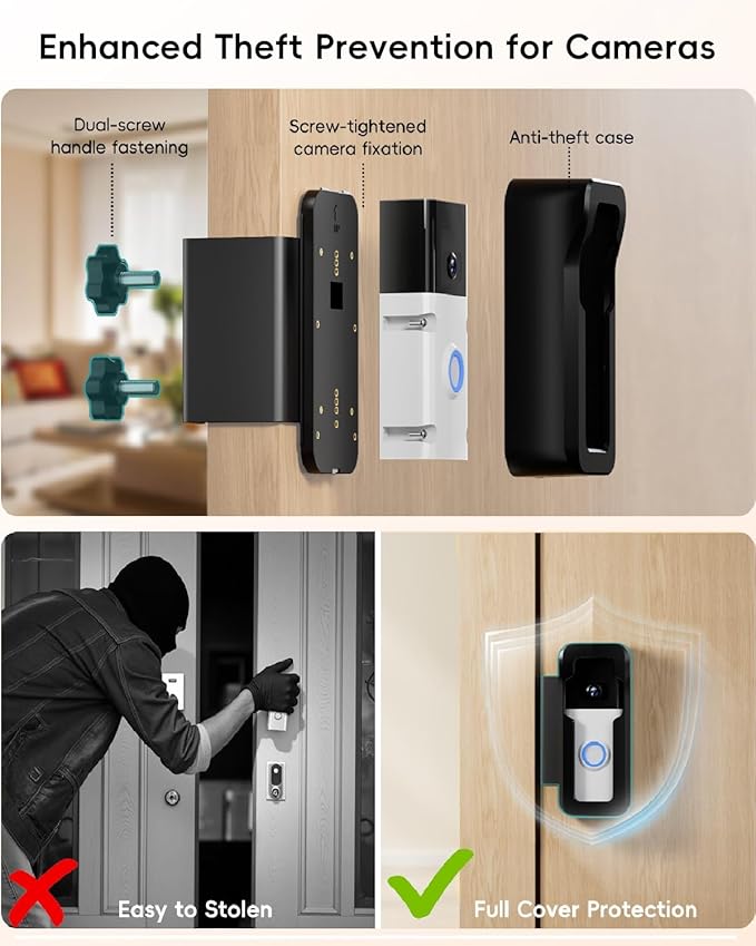 ZUMIMALL Anti-Theft Video Doorbell Mount, No-Drill Doorbell Mounting Bracket - Image 4