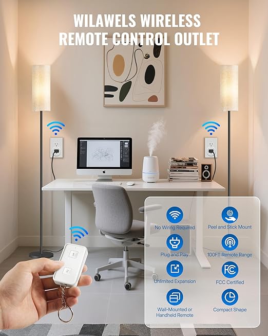 Remote Control Outlet, WILAWELS Wireless Light Switch, Expandable Remote Outlet - Image 8