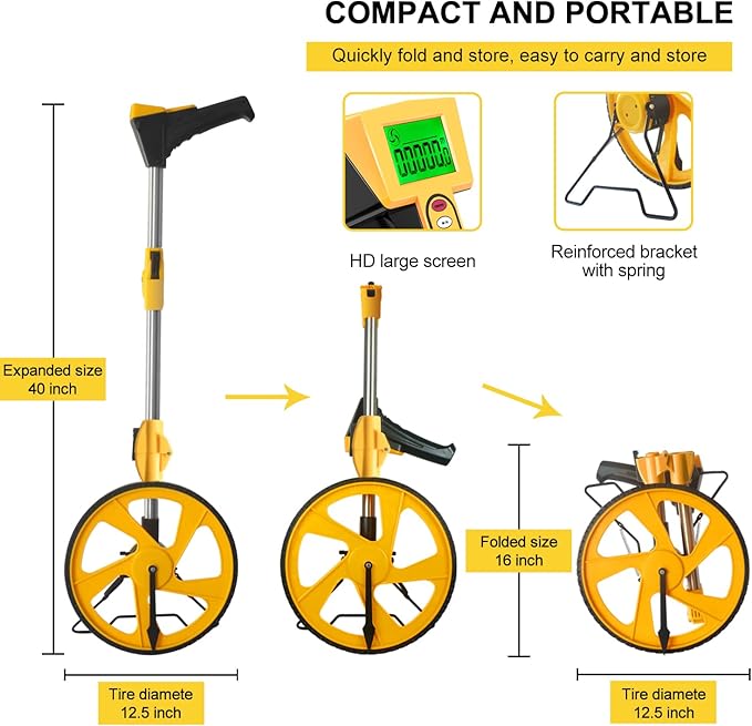 Zozen Measuring Wheel Digital Display, Foldable Feet/Meter Digital Measuring - Image 3