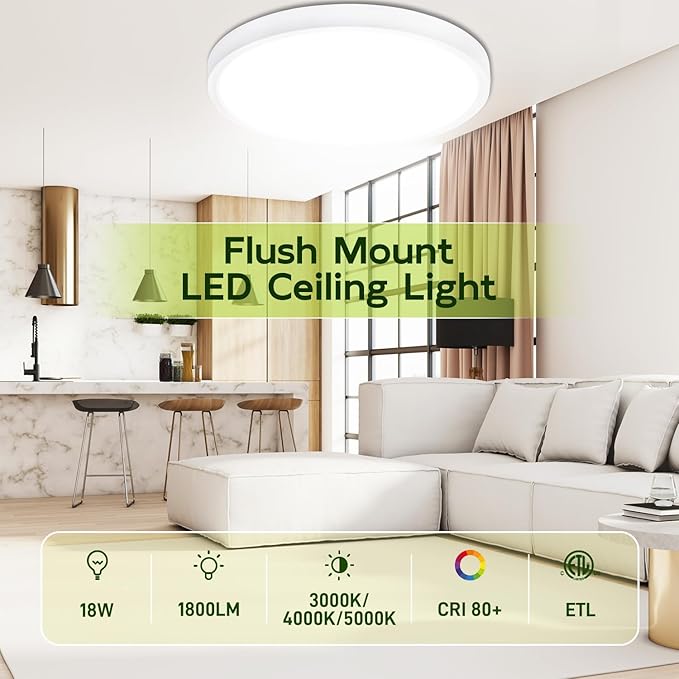 hykolity 9 Inch Selectable CCT LED Round Flat Panel Light, 18W 1800LM - Image 5