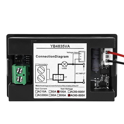 DROK Volt Amp Meter, AC 500V 100A Digital Voltmeter Ammeter Panel, 0.39 Inches - Image 3