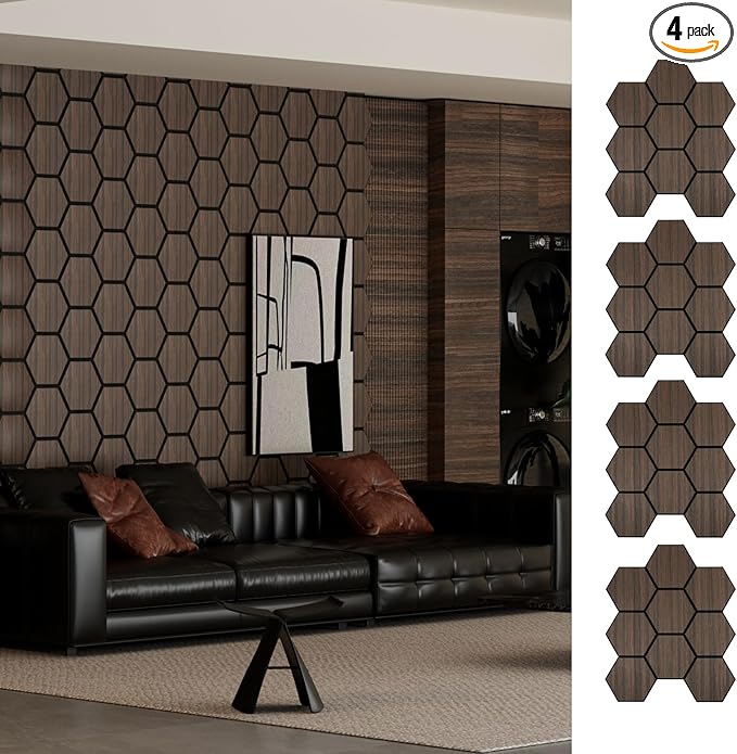 Hexagon Acoustic Wall Panels, Self-Adhesive Sound Absorbing Wall Panel by ARMURO by ARMURO