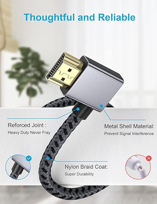 XAOSUN Right Angle HDMI 2.0 Cable 3.3 Feet, Strong Anti-Interference, 18Gbps - Image 8