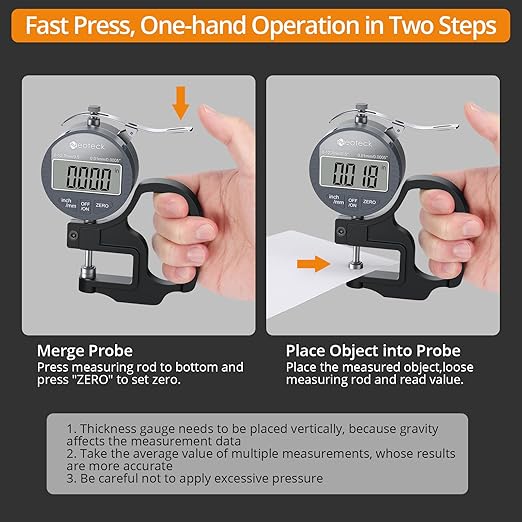 Neoteck Digital Thickness Gauge 0.5inch/12.7mm, 0.0005inch/0.01mm LCD Display - Image 5
