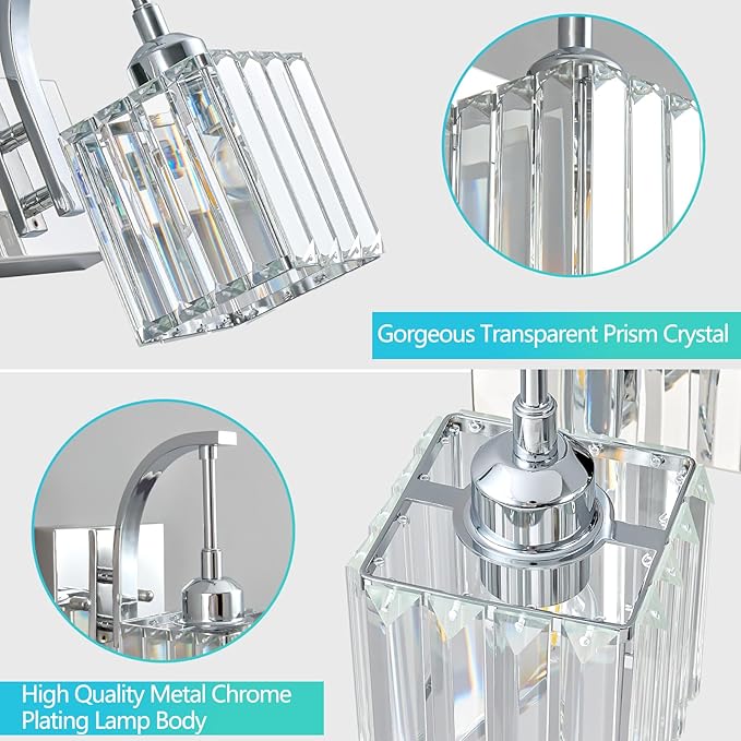 FDPBY Crystal Vanity Lights 5-Light Chrome Bathroom Vanity Lights Modern - Image 5