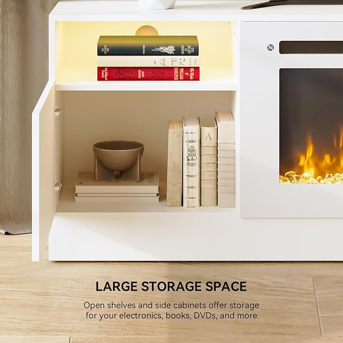 YISUFO 70" TV Stand with 36" Electric Fireplace, Large Modern Media - Image 7
