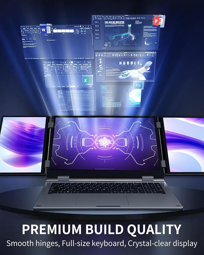 KOOFORWAY Triple Screen Laptop, 16” Main + Dual 10.5” Monitors, Core i7-12700H - Image 6