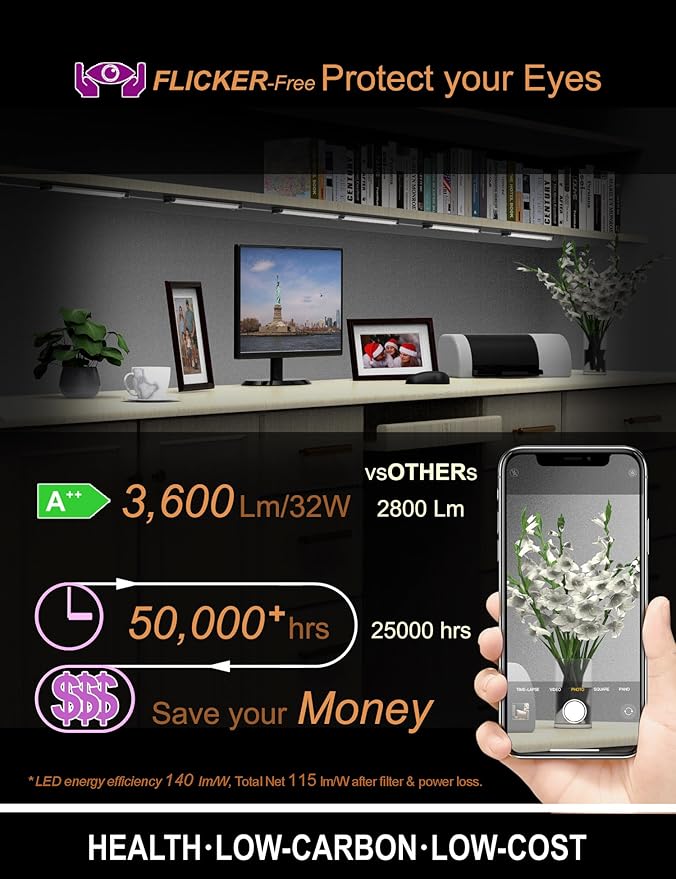 EBD LED Shelf Lights for Bookshelf Closet Bookcase 4-Way 48” Splitter Parallel - Image 6