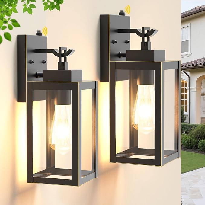 LTBLIGHT Dusk to Dawn Outdoor Front Porch Light, Vintage Black-Gold Exterior by LTBLIGHT