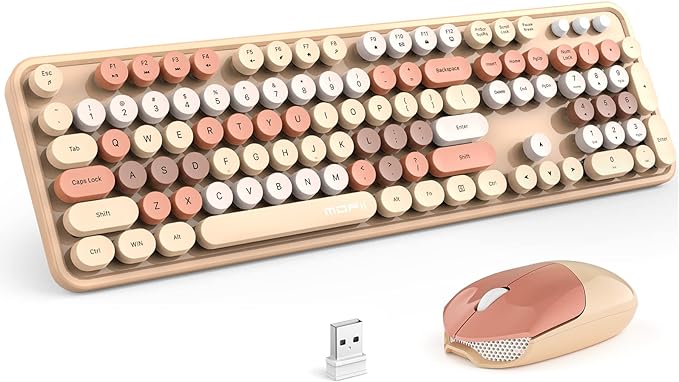 MOFII Wireless Keyboard and Mouse Combo, 2.4GHz Retro Full-Size Keyboard by MOFII
