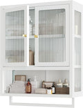 Bathroom Wall Cabinet with 2 Glass Door, Bathroom Medicine Cabinet with Towels by Qiaoxuan