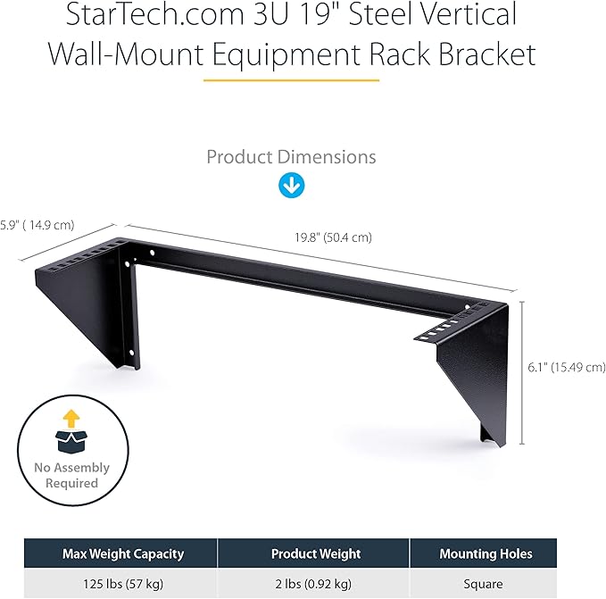 StarTech.com 3U 19" Wall Mount Vertical Rack Bracket, Wall Mount Patch Panel - Image 2