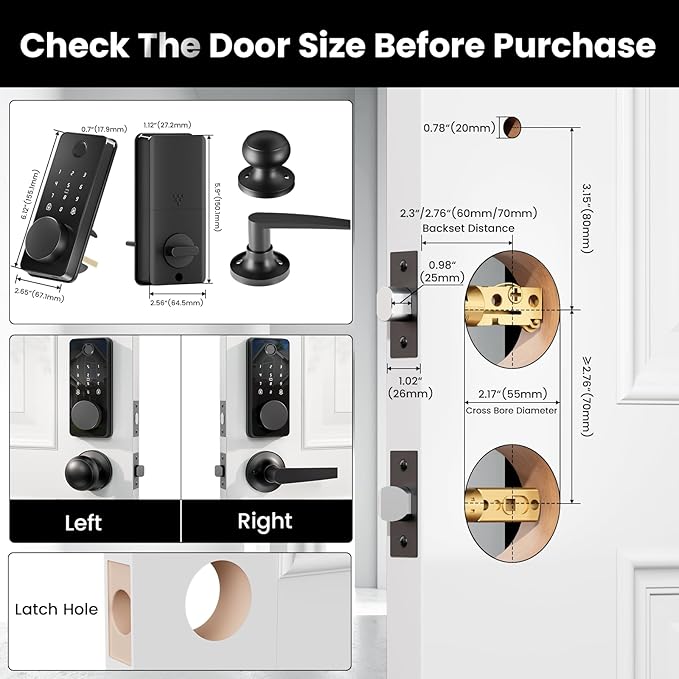 Keyless Entry Door Lock with 2 Knobs, Biquole Fingerprint Keypad Deadbolt - Image 9