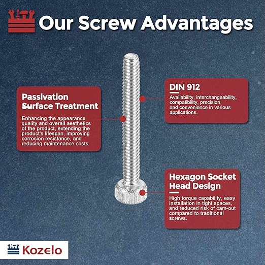 Kozelo 50pcs Socket Head Cap Screws - Image 3