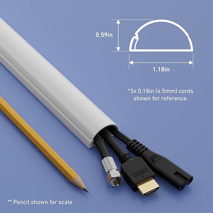 D-Line 31.4in TV Cord Hider, Patented Half Round Cable Cover, Hide Wall Mount - Image 3