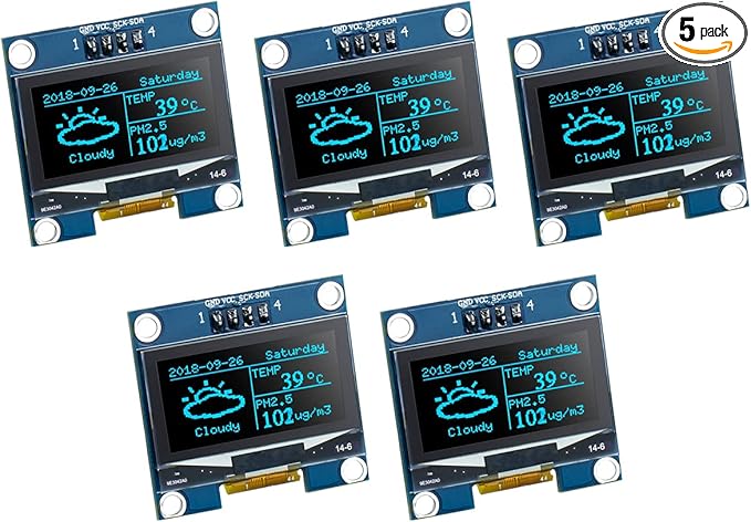 Hosyond 5 Pcs 1.3 Inch IIC I2C OLED Display Module 128x64 Pixel SH1106 Screen by Hosyond