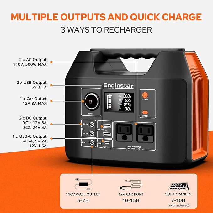 EnginStar Portable Power Station 300W 296Wh Battery Bank - Image 7