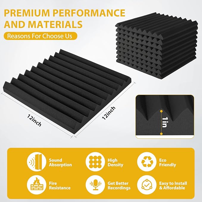 Saiqiang 56 Pack Acoustic Foam Panels, Noise Cancelling Dampening Sound - Image 2
