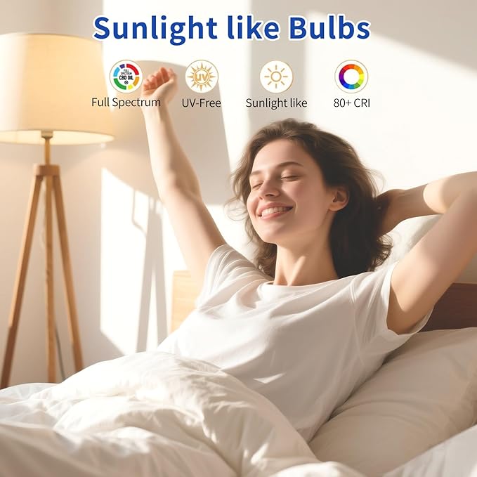 LQ BSDERA 4PK Full Spectrum Light Bulbs, 6000K Natural Light That Mimic Sunlight - Image 3