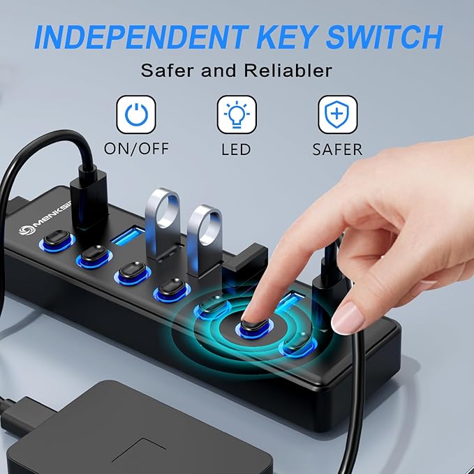7-Port USB 3.2 Hub, Data USB Hub Splitter - Image 5