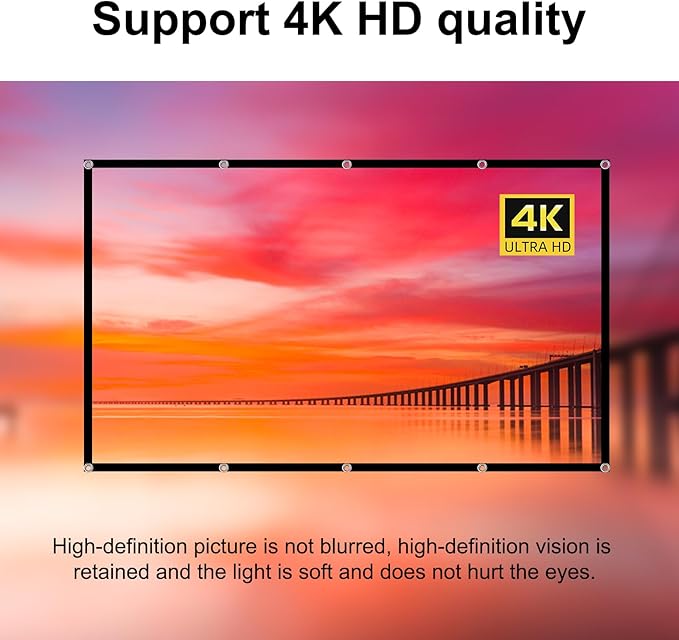 TOWOND Projector Screen 100 inch Projection Screen Indoor Outdoor Washable - Image 3