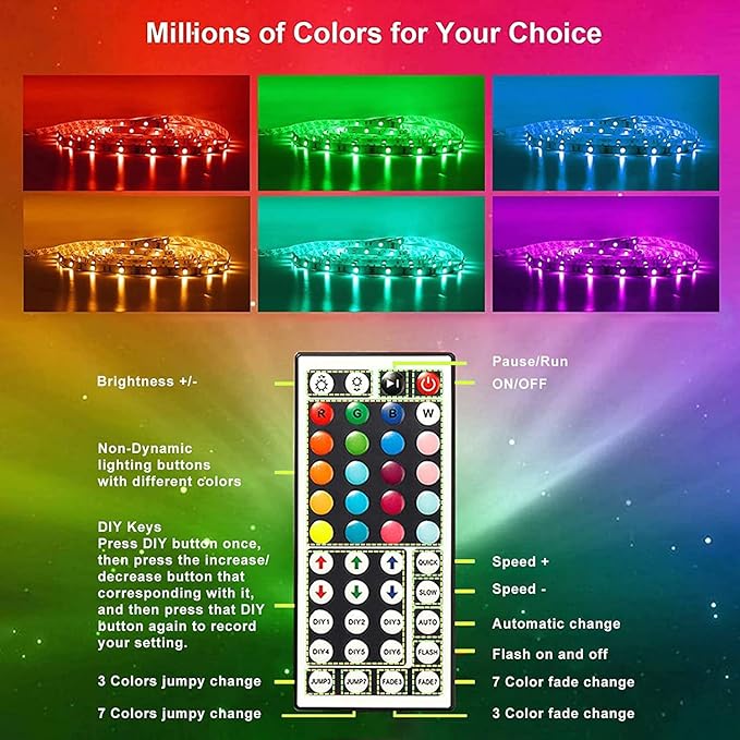 CHARKEE LED Lights for Bedroom 50 ft, Color Changing LED Strip Lights - Image 4