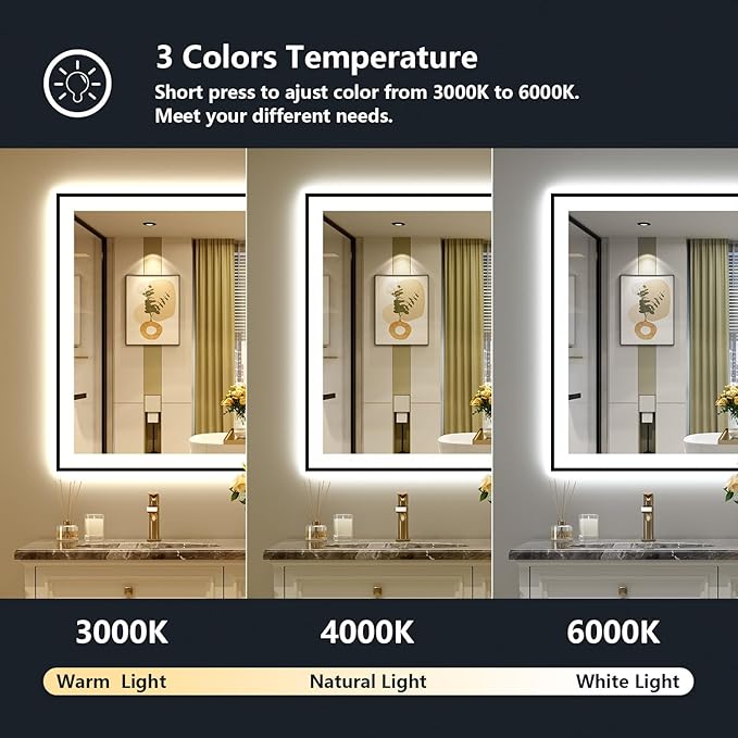 YEELAIT 40x32 Inch LED Bathroom Mirror - Image 5