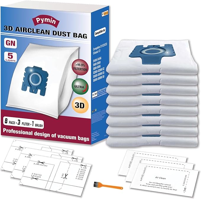 Pymin 8 Pack GN Vacuum Dust Bags Compatiable by Yourlifeassistant