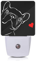 Smoaffly French Bulldog Dog red Heart Night Light Plug-in LED Nightlights Auto by Smoaffly
