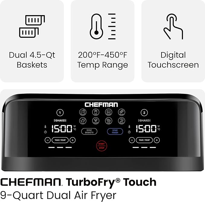 Chefman TurboFry Touch Dual Air Fryer, Maximize The Healthiest Meals - Image 3